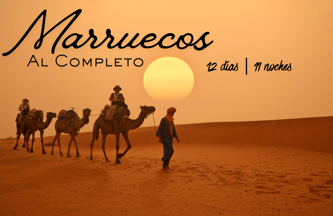 Casablanca, Rabat, Tánger, Chaouen, Meknes, Fez,  Ifrane, Midelt, Erfoud, Tineghir, Gargantas de Todra,  Kelaa,  M’Gouna,  Ouarzazate, Ait Ben Hadou,  Taroudant, Agadir, Essaouira y Marrakech.