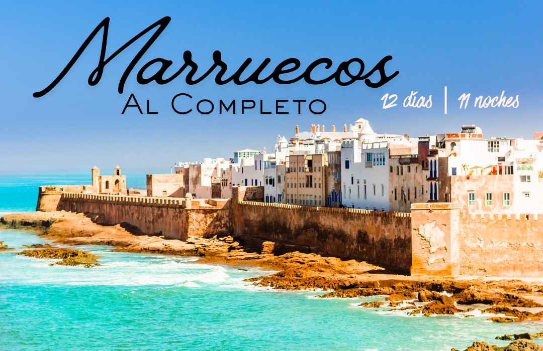 Casablanca, Rabat, Tánger, Chaouen, Meknes, Fez,  Ifrane, Midelt, Erfoud, Tineghir, Gargantas de Todra,  Kelaa,  M’Gouna,  Ouarzazate, Ait Ben Hadou,  Taroudant, Agadir, Essaouira y Marrakech.